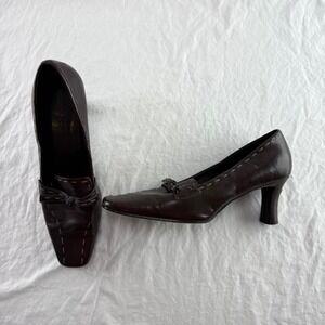 Lauren Scott Shoes "Blake" Style Tassels Bold Stitching Dark Brown 9M Twee Y2k